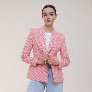 ZARA NET TAILORED PINK BLAZER SZ S